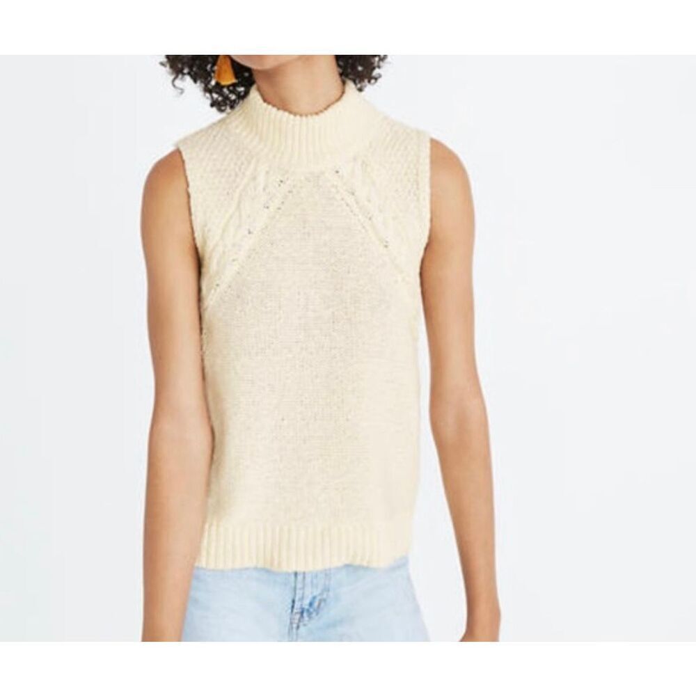 Madewell cream cotton mock neck sweater tank size xxs